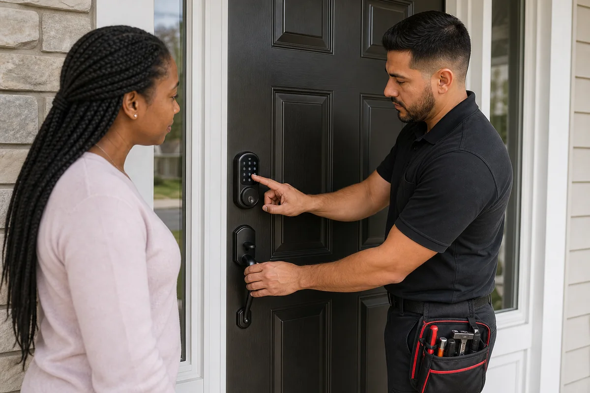 Smart lock keypad installation tested at a Landover front door