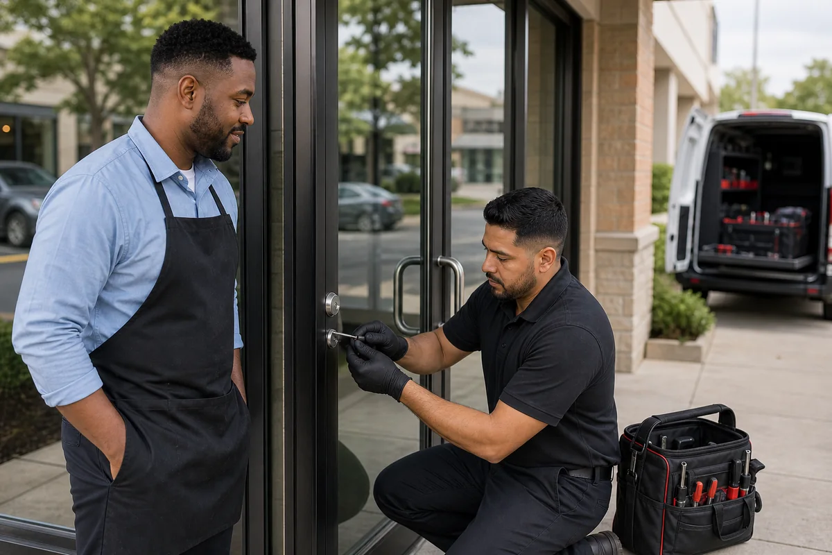 Commercial storefront lock service for a Landover business entrance