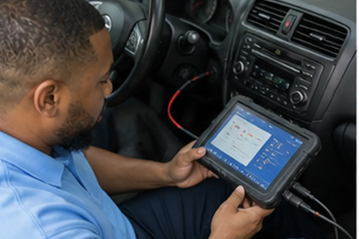 Ignition diagnostic tablet used for automotive locksmith service