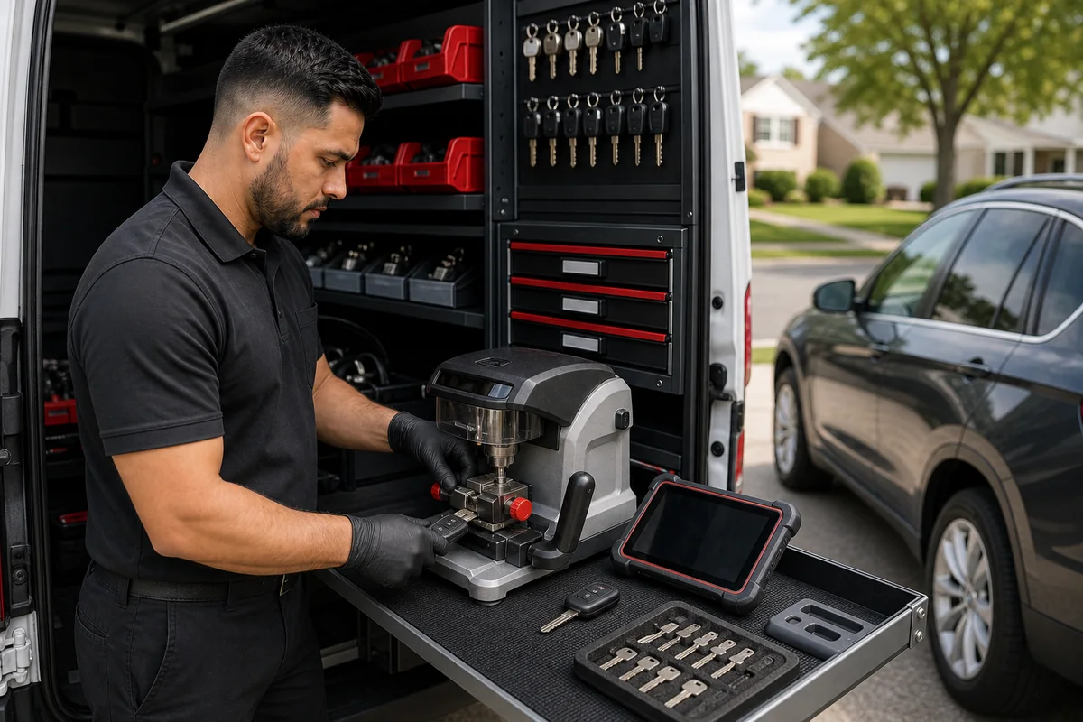Mobile key replacement cutting service for a Landover driver