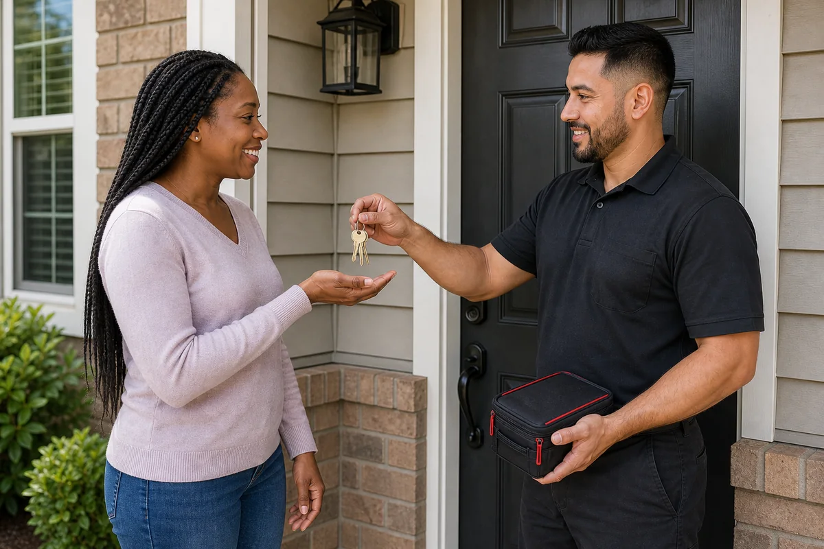 Landover homeowner receiving fresh keys after rekey locks service
