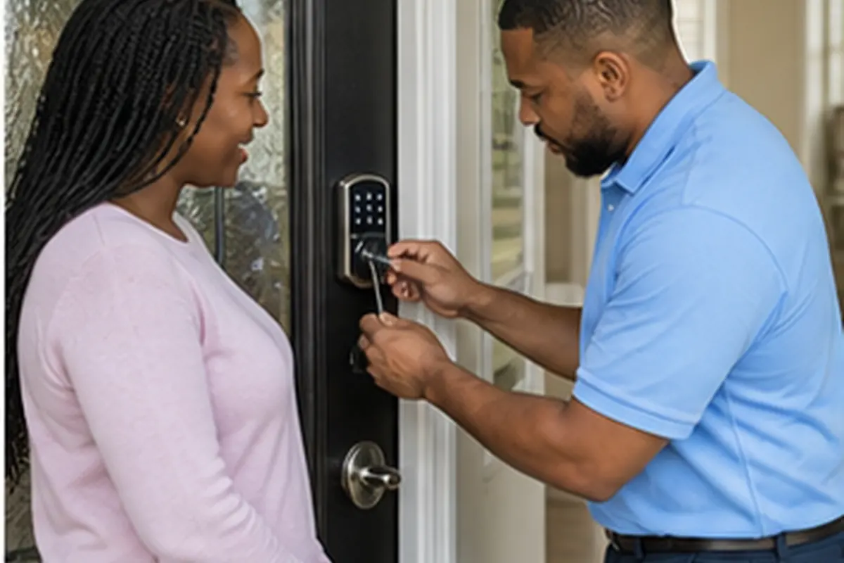 Smart lock keypad installation for a Landover home